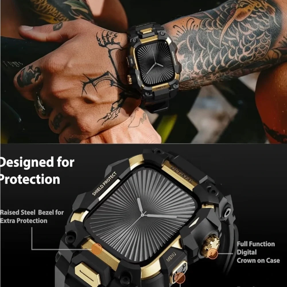 ULTIMAL Rugged Case with Band for Apple Watch Series 11/10 Military Grade Black